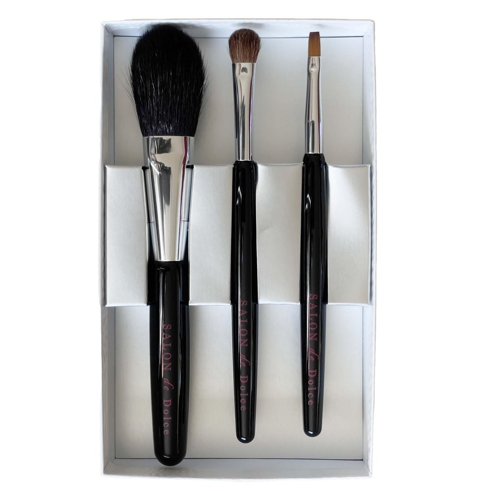 NinthAvenue Basics Salon de Dolce Makeup Brush Set - Luxurious Soft Bristles, Professional Quality, Black