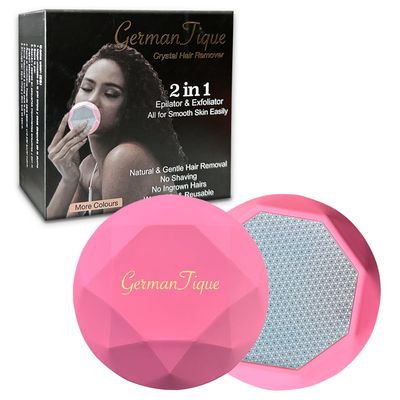 GERMANTIQUE Crystal Hair Eraser,Upgraded Crystal Hair Remover Diamond,Painless and Effective Nano Glass Hair Removal Stone and Skin Exfoliation,Natural Epilator for Women and Men(Rose Pink)