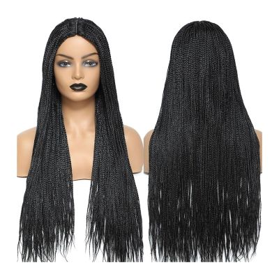 Hhaoran-9863 Synthetic Wig Perruque Tresses Africaines femmes Box Crochet Braids Wigs Perruque HandMade Braided Synthetic Hair Braids Wigs Cosplay Wig(Color:1B Color), 26 Inch