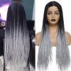 Hhaoran-9863 Synthetic Wig Perruque Tresses Africaines femmes Box Crochet Braids Wigs Perruque HandMade Braided Synthetic Hair Braids Wigs Cosplay Wig(Color:1B Color), 26 Inch view 4