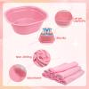 32 Pcs Foot Spa Kit for Kids, Light Pink 8 Foot Tubs for Soaking & 8 Towels & 8 Hairbands & 8 Eye Masks, Spa Party Supplies for Girls for Sleepovers Slumber Party view 3