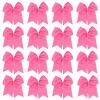 16 Pcs Large Cheer Hair Bows Grosgrain Ribbon Elastic Bands Handmade Ponytail Holder For Cheerleading Girls School College Sports (Large Pink) view 1