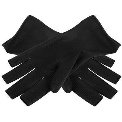 Ipetboom 1pair Rubber Gloves for Hair Washing and Dyeing Latex Salon Gloves Fingerless Design for Easy Use Black