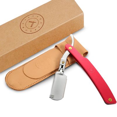 Best Shavette Straight Razor - Replaceable Blade Straight Razor, Metal Handle Shavette, No Stropping or Honing Needed, Great For Beginners, Starter Blade, Hygienic, Close Shave, Leather Case