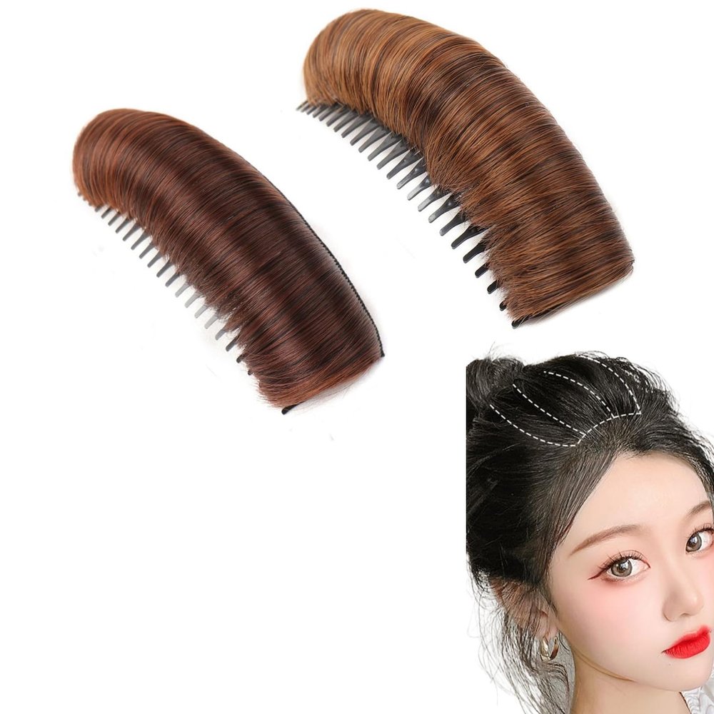 2Pcs Invisible Fluffy Hair Pad, Hair Bun Invisible False Hair Clip Hair Base Bump Fluffy Hair Pad Styling Insert Tool Increased Hair Pad Hair Accessories for Women Girls