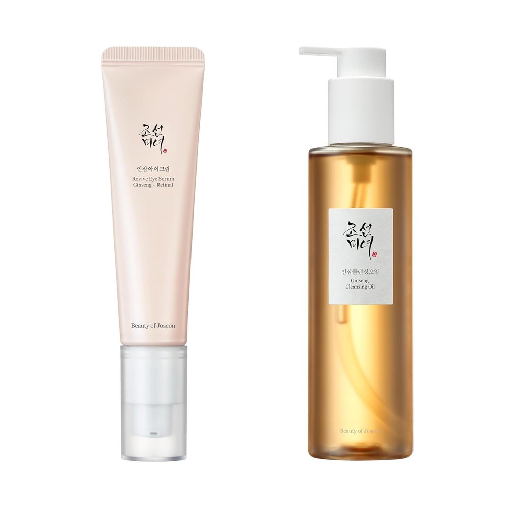 Beauty of Joseon Revive Eye Serum with Ginseng Cleansing Oil for Fine Lines Dark Circles Wrinkles Makeup Remover for Sensitive Skin