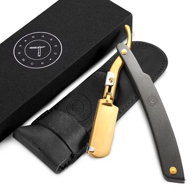 Best Shavette Straight Razor - Replaceable Blade Straight Razor, Metal Handle Shavette, No Stropping or Honing Needed, Great For Beginners, Starter Blade, Hygienic, Close Shave, Leather Case
