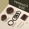 FANDAMEI Donut Hair Bun Makers Set of 4 for Kids, 4 Extra Small Ballet Buns, Elastic Hair Ties, and Hair Pins (Light Brown) view 2