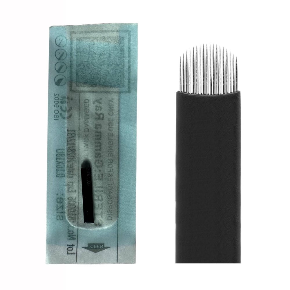 30pcs Black Microblading Blades U18 Nano 0.16mm Microblading Nano Agujas 18U Microblades (18U-0.16mm)