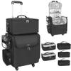 Relavel Rolling Makeup Train Case with Large Makeup Case, Hairstylist Traveling Bags with 5 Small Clear Bags, Cosmetology Case on Wheels, Hair Tools and Cosmetics Storage Organizer Trolley Suitcase view 1