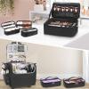 Relavel Rolling Makeup Train Case with Large Makeup Case, Hairstylist Traveling Bags with 5 Small Clear Bags, Cosmetology Case on Wheels, Hair Tools and Cosmetics Storage Organizer Trolley Suitcase view 2