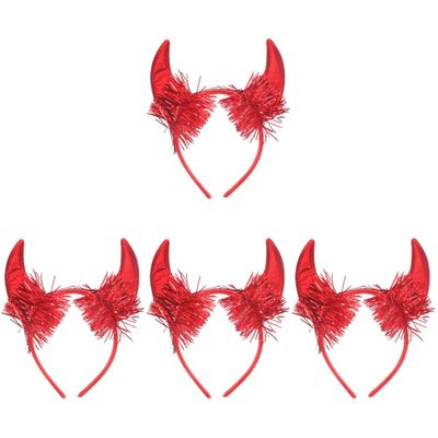 LUOZZY 4pcs Halloween Devil Horns Headband Red Horns Headdress Cosplay Photo Props Halloween Costume Hair Accessories