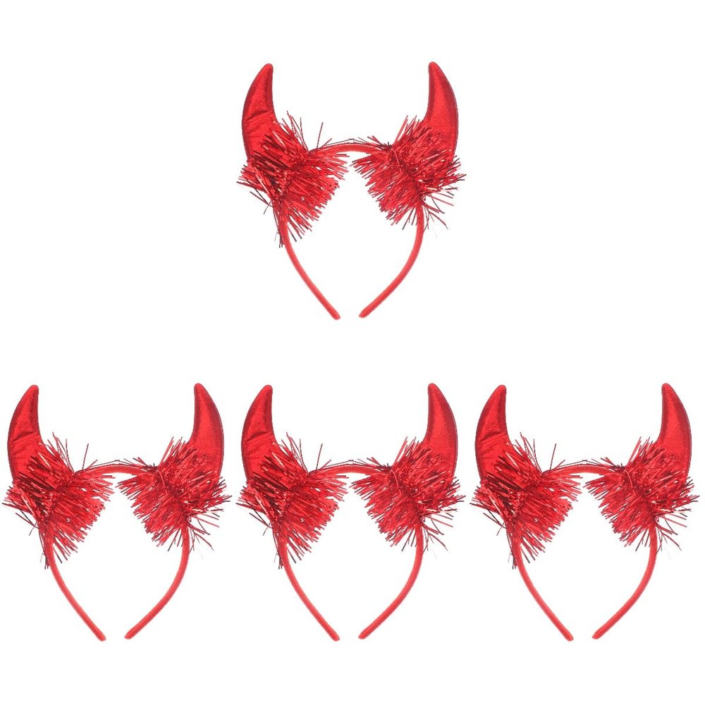 LUOZZY 4pcs Halloween Devil Horns Headband Red Horns Headdress Cosplay Photo Props Halloween Costume Hair Accessories