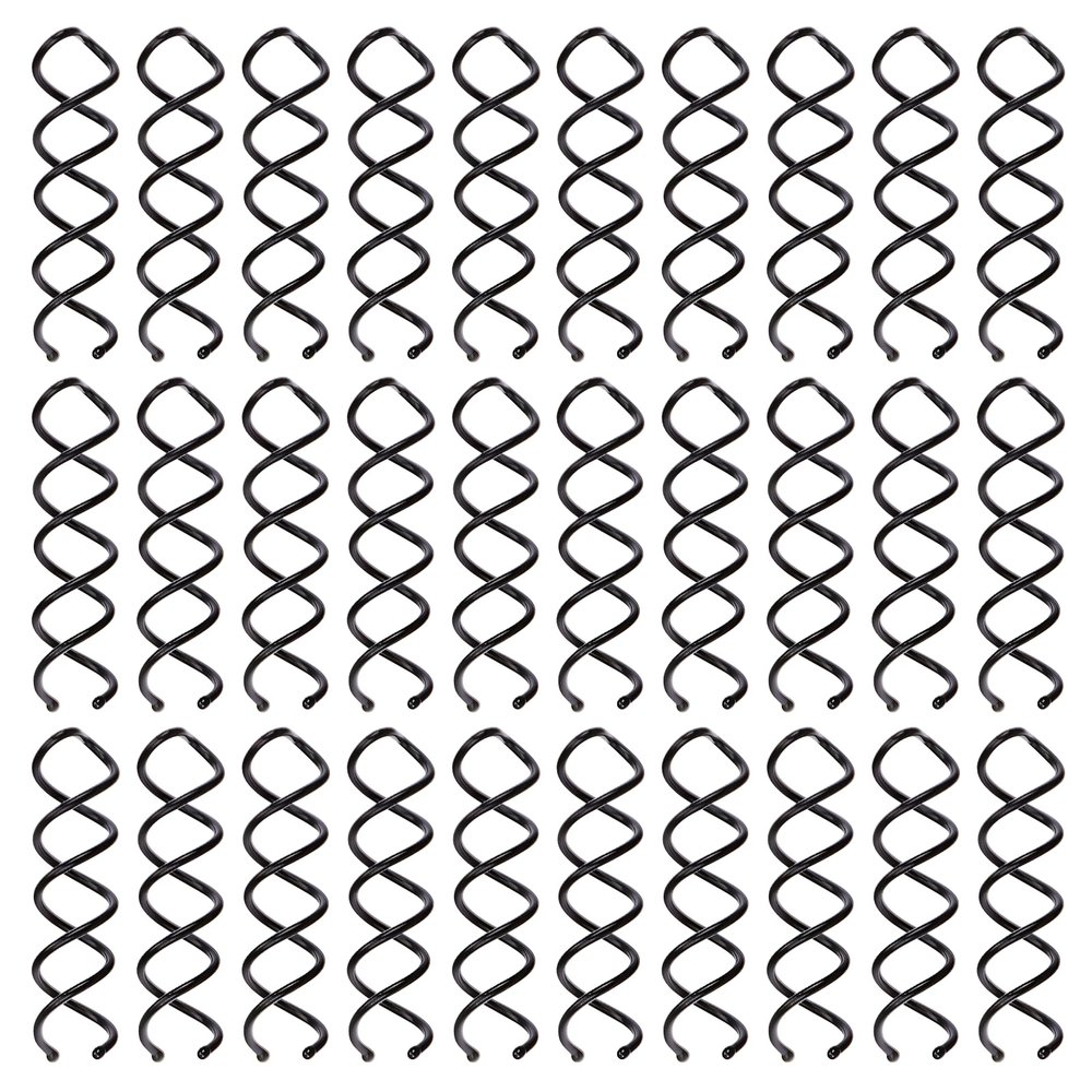 30-Piece Spiral Hair Pins, Twist Corkscrew Spin Pins with Non-Scratch Rounded Clips for Women's Hair Styling DIY (Black)