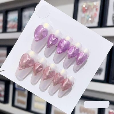 ZIIVIEVS Handmade Long and Short Nail Patches for Artificial Nail Enhancement(Color:19539,Size:XS)