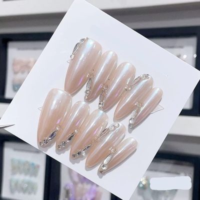 ZIIVIEVS Handmade Long and Short Nail Patches for Artificial Nail Enhancement(Color:19518,Size:M)