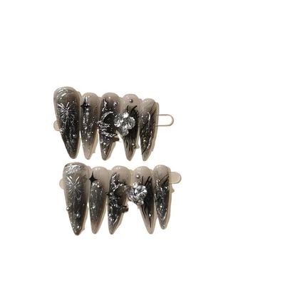 ZIIVIEVS Handmade Wearing Nail, Handdrawn Removable Nail Patch, and Reusable False Nails(Size:XS), 1 Count (Pack of 1)