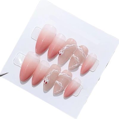 ZIIVIEVS Handmade Long and Short Nail Patches for Artificial Nail Enhancement(Color:19572,Size:S)