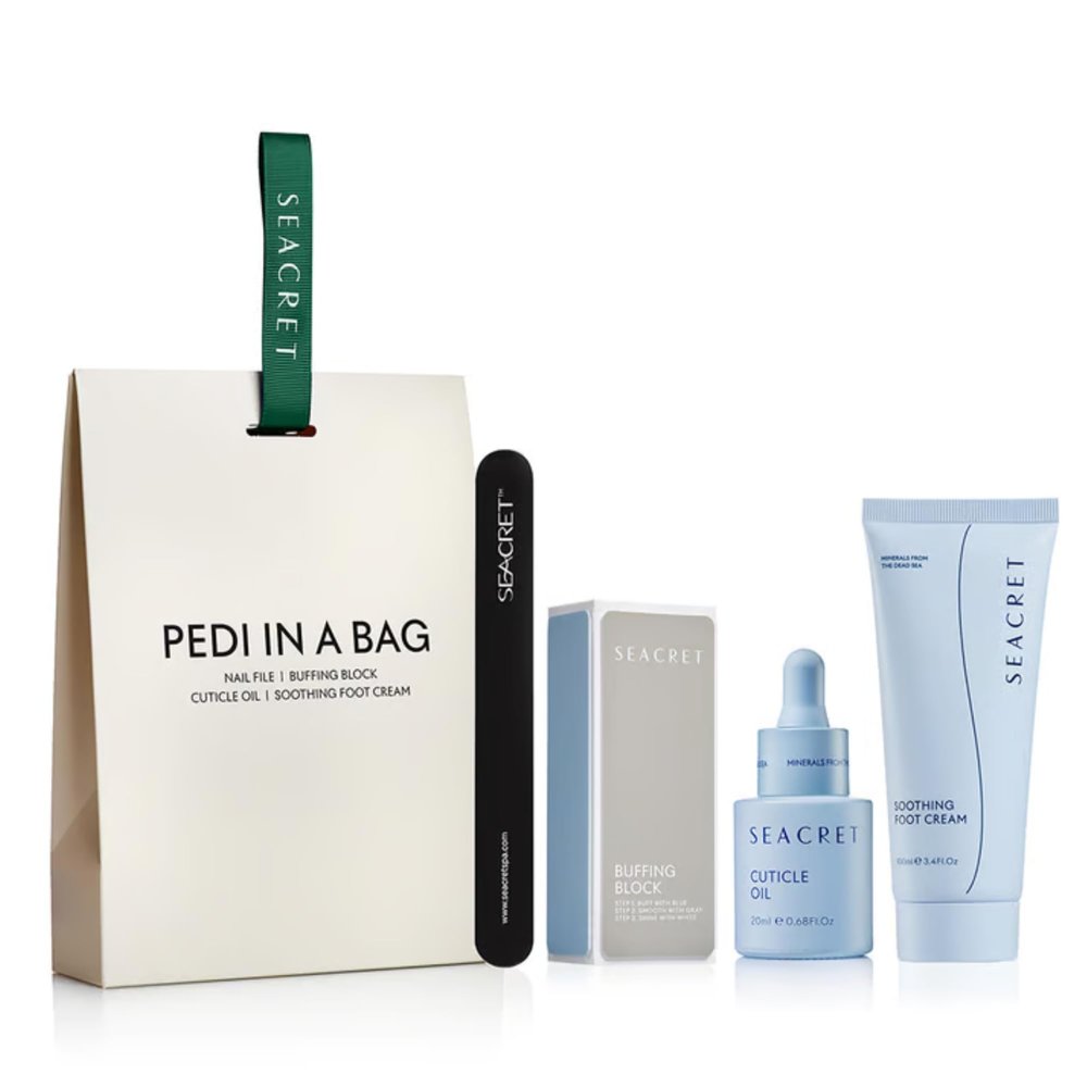 SEACRET Dead Sea Pedicure Set, 4-Piece Foot Spa Gift Kit