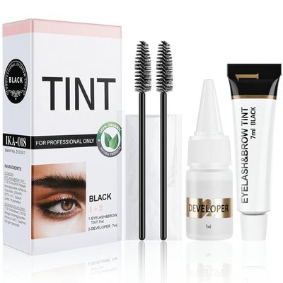 Lash Color Kit, Professional Black Color Set for Lashes and Brows, Natural Ingredients Long Lasting Safe & Easy to Use 7ml (Black)