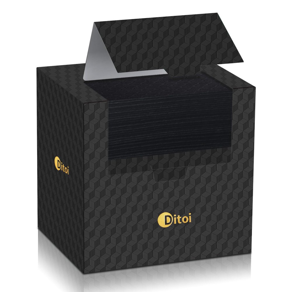 Ditoi Face Towels, Disposable Black Paper Towels, Light Exfoliation for Oily Skin,Facial Towels XL for Makeup Remover & Skincare,10"12", 50 Count