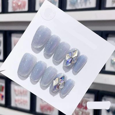 Handmade Long and Short Nail Patches for Artificial Nail Enhancement(Color:19517,Size:S)