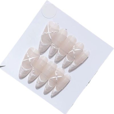 ZIIVIEVS Handmade Long and Short Nail Patches for Artificial Nail Enhancement(Color:19559,Size:M)