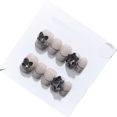 Handmade Long and Short Nail Patches for Artificial Nail Enhancement(Color:19540,Size:S)