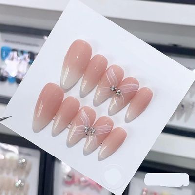 Handmade Long and Short Nail Patches for Artificial Nail Enhancement(Color:19592,Size:M)
