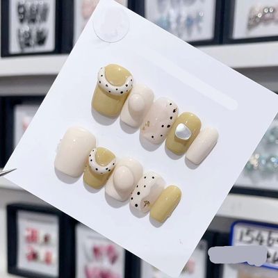 Handmade Long and Short Nail Patches for Artificial Nail Enhancement(Color:19541,Size:S)