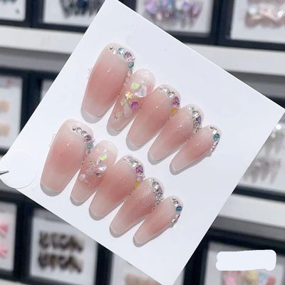 Handmade Long and Short Nail Patches for Artificial Nail Enhancement(Color:19581,Size:S)