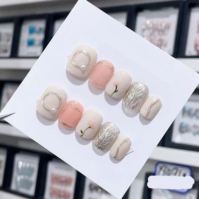 Handmade Long and Short Nail Patches for Artificial Nail Enhancement(Color:19509,Size:XS)
