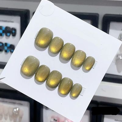 Handmade Long and Short Nail Patches for Artificial Nail Enhancement(Color:19595,Size:XS)