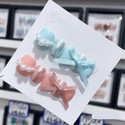 Handmade Long and Short Nail Patches for Artificial Nail Enhancement(Color:19543,Size:M)