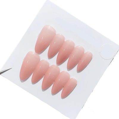 Handmade Long and Short Nail Patches for Artificial Nail Enhancement(Color:19546,Size:L)