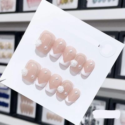 Handmade Long and Short Nail Patches for Artificial Nail Enhancement(Color:19556,Size:L)