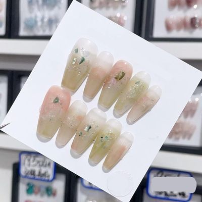 ZIIVIEVS Handmade Long and Short Nail Patches for Artificial Nail Enhancement(Color:19549,Size:M)