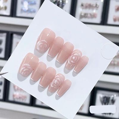 ZIIVIEVS Handmade Long and Short Nail Patches for Artificial Nail Enhancement(Color:19558,Size:S)