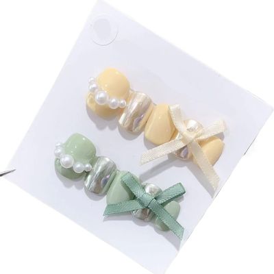 Handmade Long and Short Nail Patches for Artificial Nail Enhancement(Color:19545,Size:L)