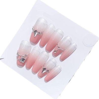 Handmade Long and Short Nail Patches for Artificial Nail Enhancement(Color:19560,Size:L)