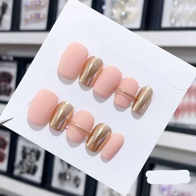 ZIIVIEVS Handmade Long and Short Nail Patches for Artificial Nail Enhancement(Color:19562,Size:L)