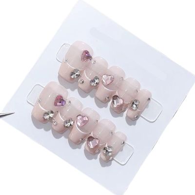 Handmade Long and Short Nail Patches for Artificial Nail Enhancement(Color:19599,Size:XS)