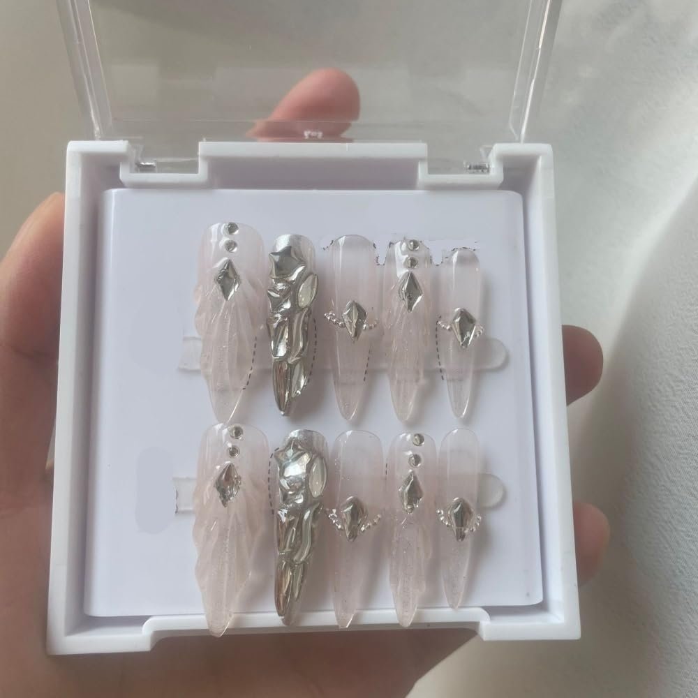 Handmade Nail Wearing Cat Eye 3D Shell Luxury Full Diamond Detachable False Nail and Nail Patch(Size:XS)
