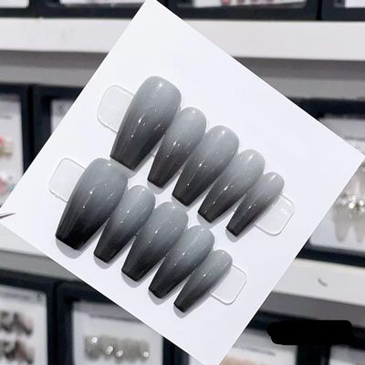 Handmade Long and Short Nail Patches for Artificial Nail Enhancement(Color:19600,Size:L)