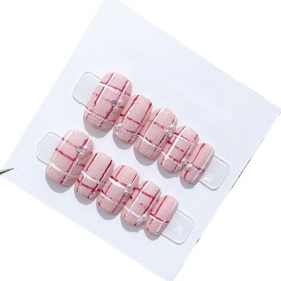 ZIIVIEVS Handmade Long and Short Nail Patches for Artificial Nail Enhancement(Color:19570,Size:S)