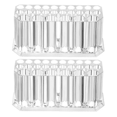 2pcs Acrylic Makeup Brush Holder Organizer, Cosmetic Brushes Storage, 26 Hole Storage Rack Cosmetic Storage Rack Transparent Plastic Desktop Cosmetic Brush Display Rack
