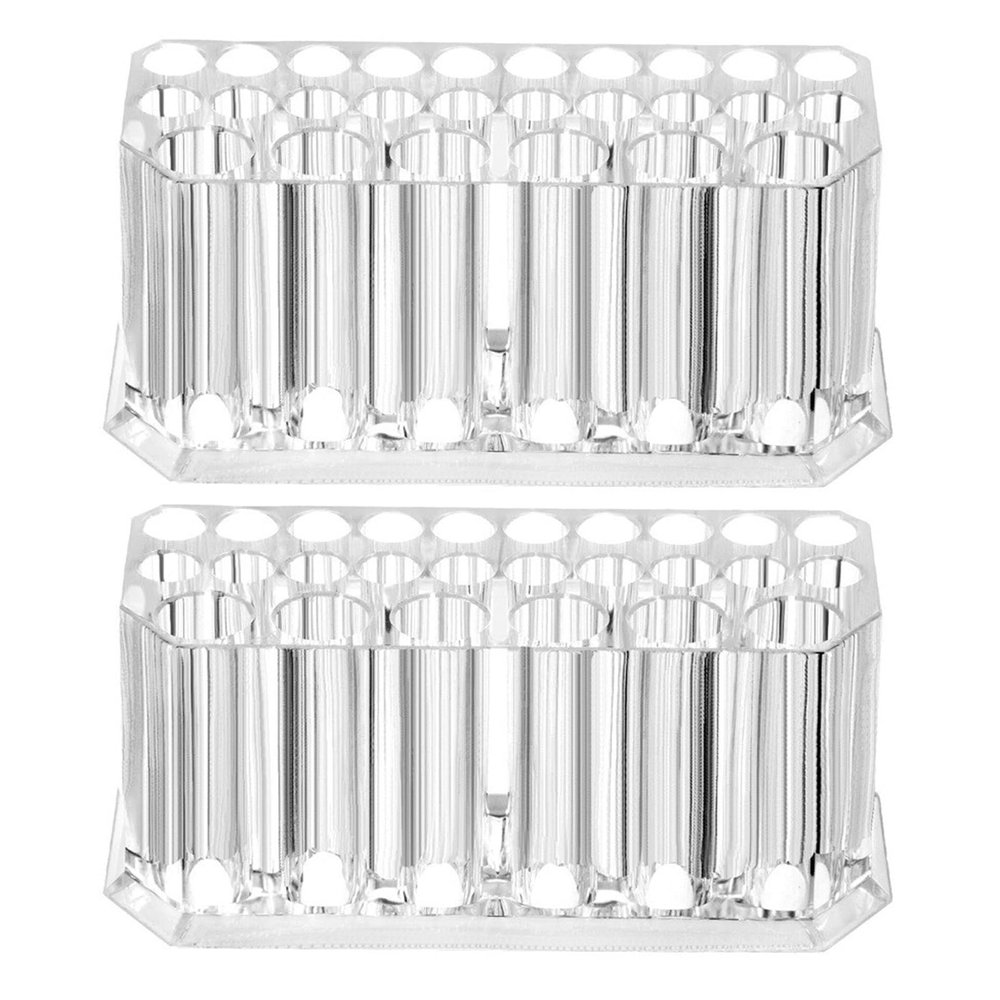 2pcs Acrylic Makeup Brush Holder Organizer, Cosmetic Brushes Storage, 26 Hole Storage Rack Cosmetic Storage Rack Transparent Plastic Desktop Cosmetic Brush Display Rack