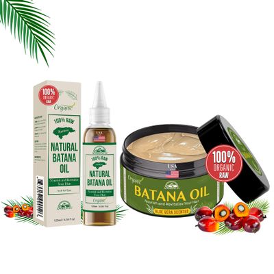 ANGELYCIA Hair Shining Set for All Hair Types , Dr. Sebi Organic Raw Batana Oil from Honduras, Nourish Strengthen Prevent Hair Loss- 4 fl oz