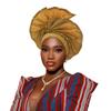 Nigerian headwear for Women African headscar,Auto Gele headband,hand wrap beaded - made for weddings parties events (Gold) view 1