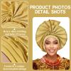 Nigerian headwear for Women African headscar,Auto Gele headband,hand wrap beaded - made for weddings parties events (Gold) view 4